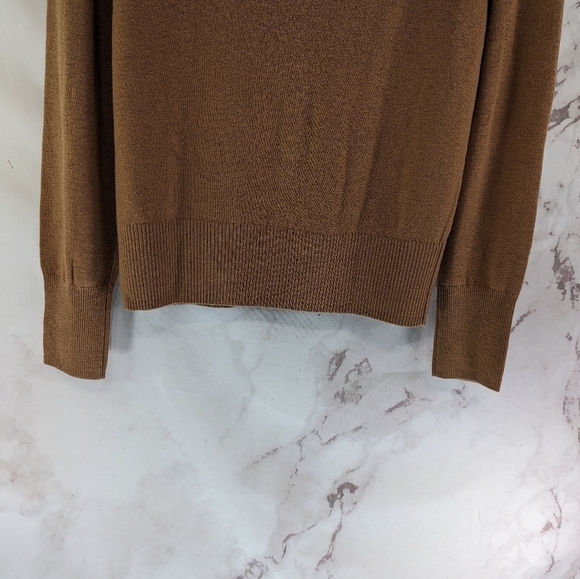 Everlane Sweater Women Brown The Luxe Merino Half Zip Camel Tawny Tan Yak - Picture 9 of 16